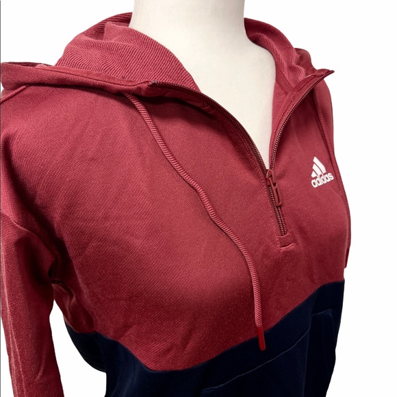 NWT Adidas Womens Hooded Sweat Pullover Top Maroon/Navy Size XS - Picture 8 of 12